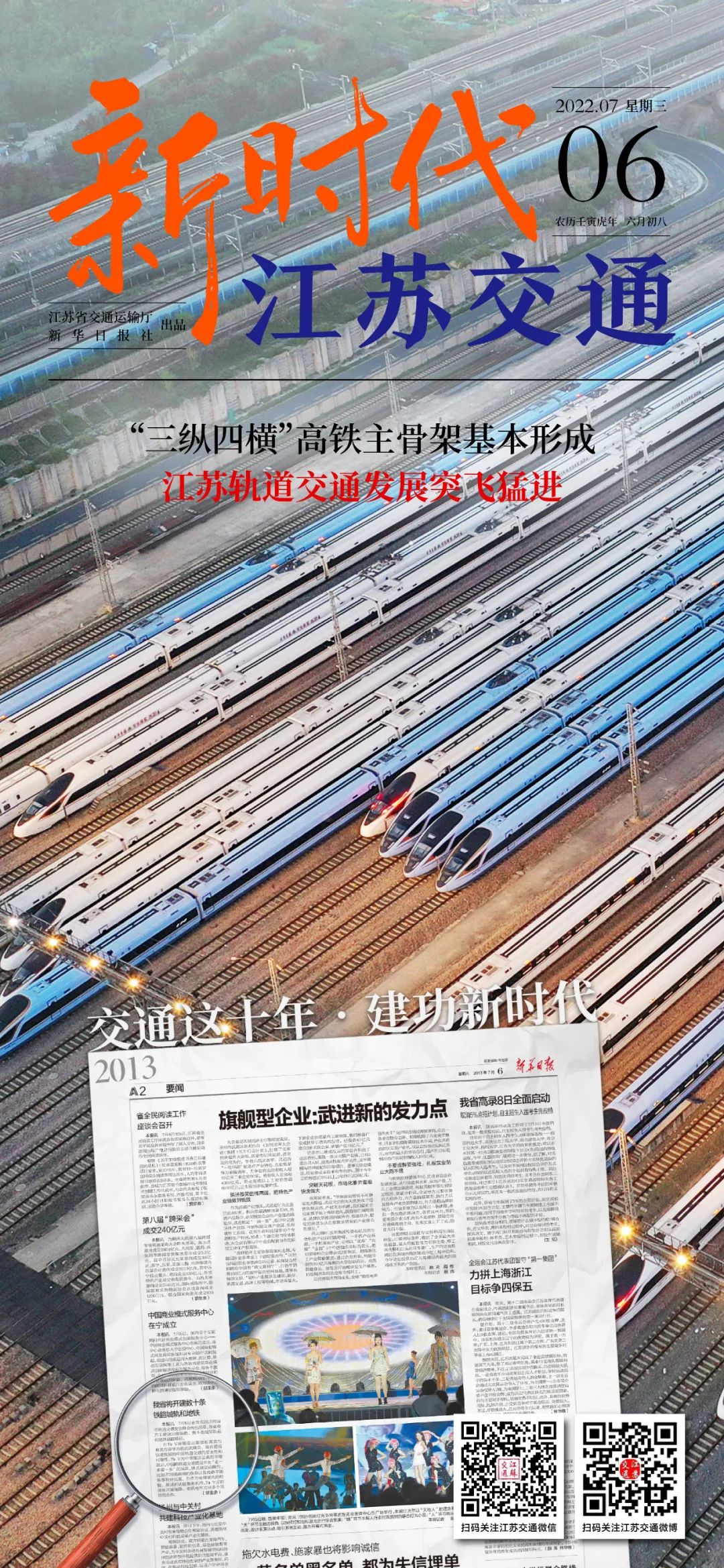 新時(shí)代江蘇交通｜“三縱四橫”高鐵主骨架基本形成，江蘇軌道交通發(fā)展突飛猛進(jìn)