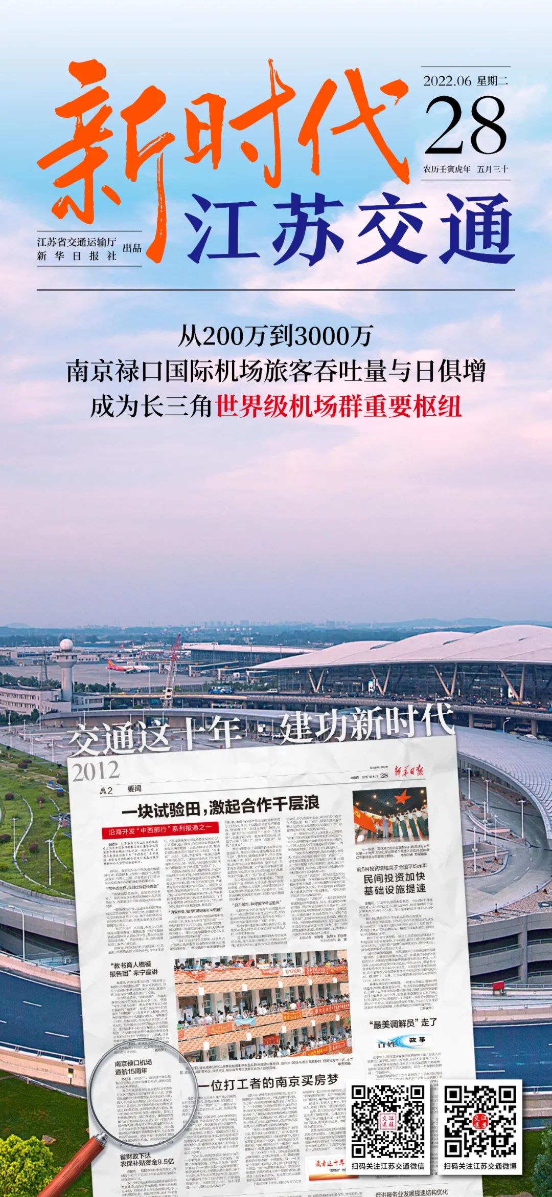 新時(shí)代江蘇交通｜從200萬(wàn)到3000萬(wàn)，南京祿口國(guó)際機(jī)場(chǎng)旅客吞吐量與日俱增，成為長(zhǎng)三角世界級(jí)機(jī)場(chǎng)群重要樞紐