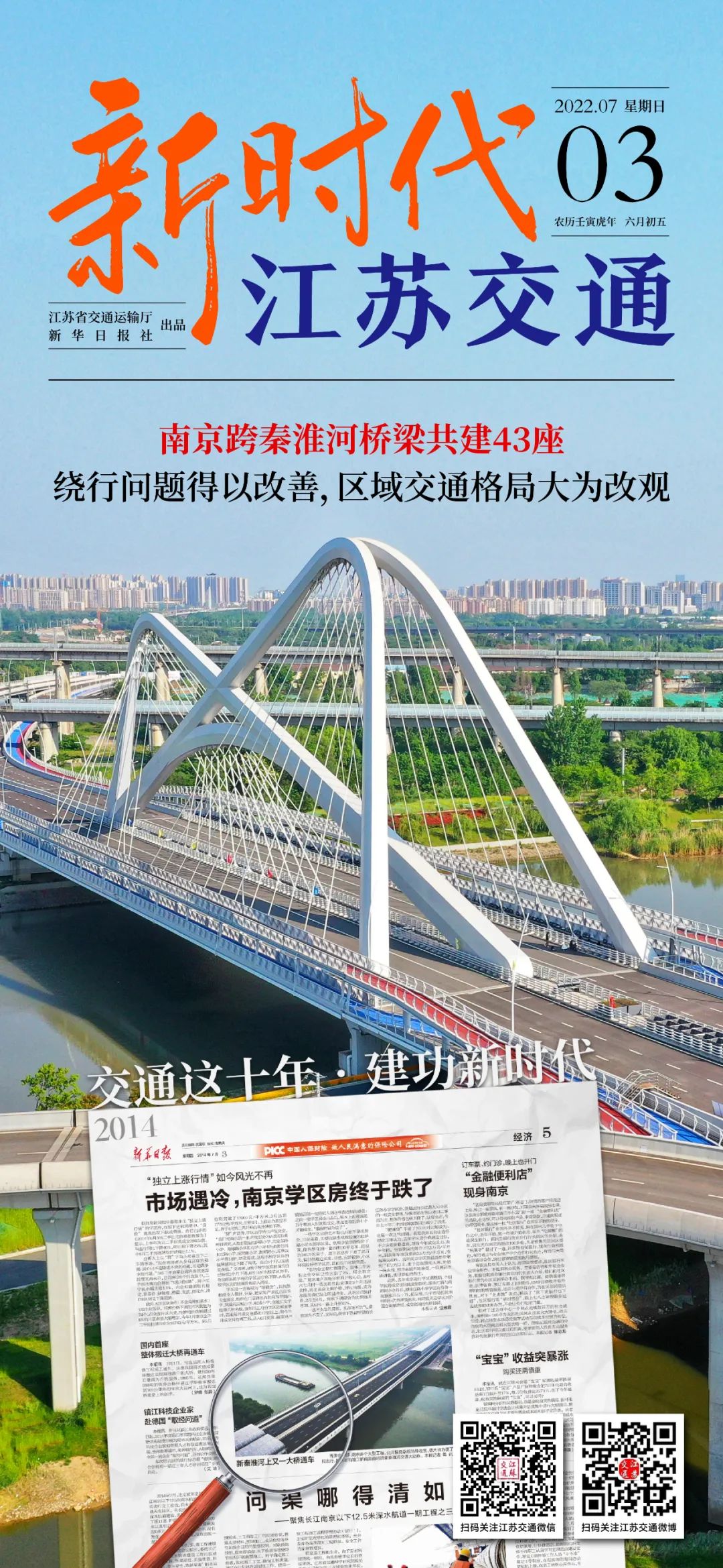 新時(shí)代江蘇交通｜跨秦淮河橋梁共建43座；繞行問題得以改善，區(qū)域交通格局大為改觀