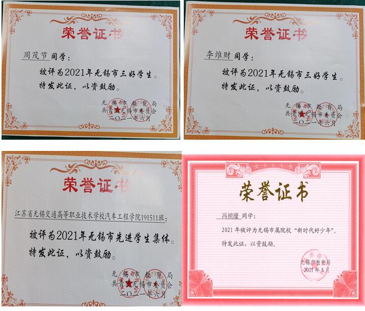 我院3名學(xué)生、1個(gè)學(xué)生集體獲無錫市表彰